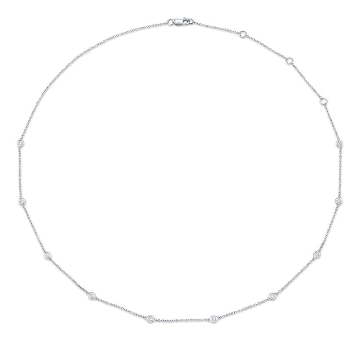 Shy Creation 0.28 ct 18" Bezel-Set Diamond Station Necklace in 14K White Gold — SC22003837