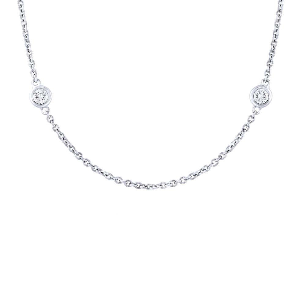 Shy Creation 0.28 ct 18" Bezel-Set Diamond Station Necklace in 14K White Gold — SC22003837