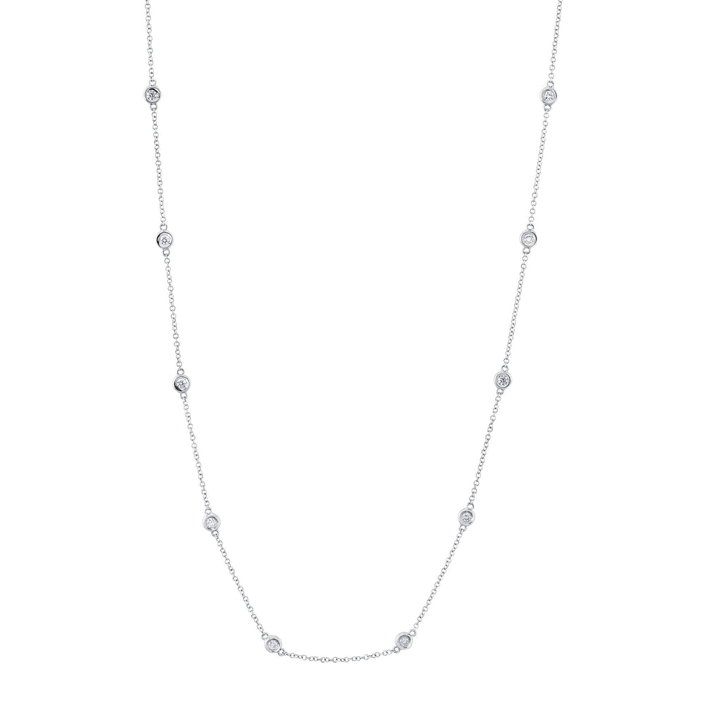 Shy Creation 0.28 ct 18" Bezel-Set Diamond Station Necklace in 14K White Gold — SC22003837
