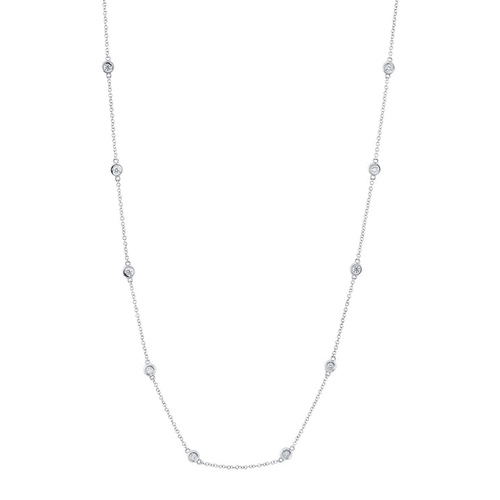 Shy Creation 0.28 ct 18" Bezel-Set Diamond Station Necklace in 14K White Gold — SC22003837