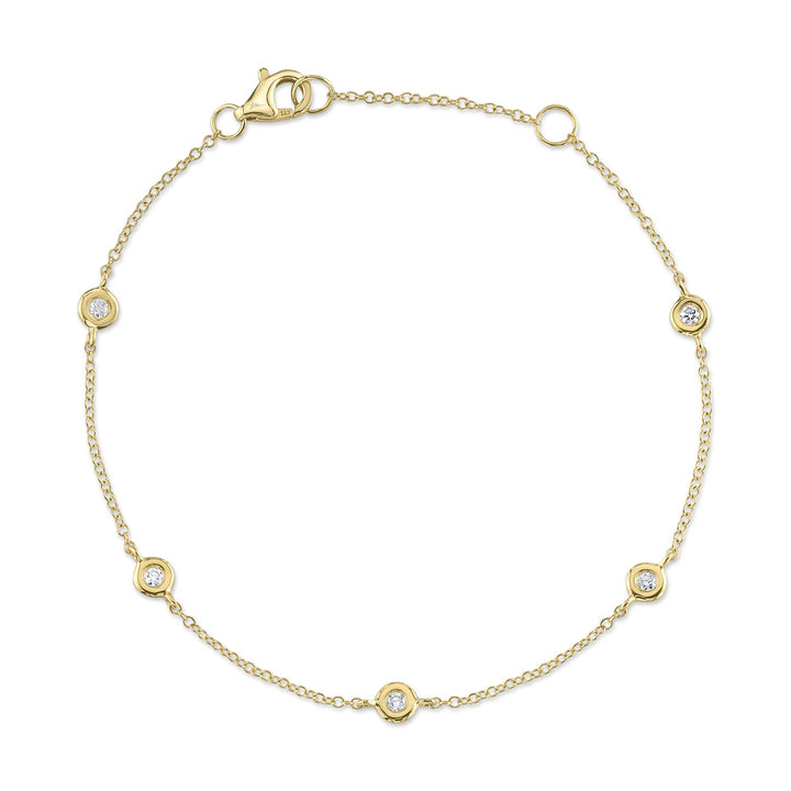 Shy Creation 0.13 TCW 14K Yellow Gold 7" Diamonds By The Yard Bracelet SC22003858