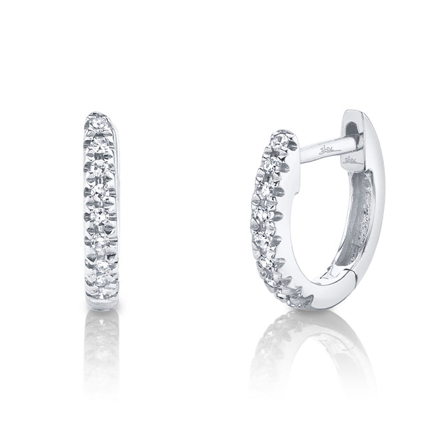 Shy Creation 0.07 ct Diamond Huggie Earrings in 14K White Gold