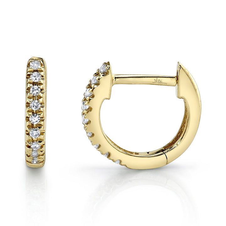 Shy Creation 0.04Ct 14K Yellow Gold Diamond Mini Huggie Earring SC22004026V3