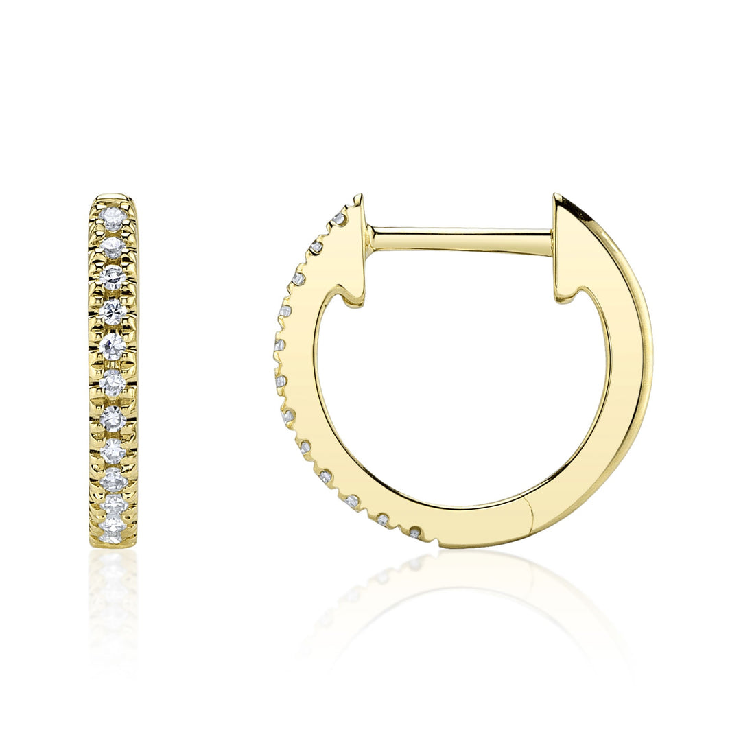 Shy Creation 0.07 ct Diamond Huggie Earrings in 14K Yellow Gold — product view — SC22004026