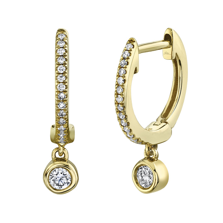 Shy Creation 0.14 ct Diamond Bezel Huggie Earrings in 14K Yellow Gold — SC22007645