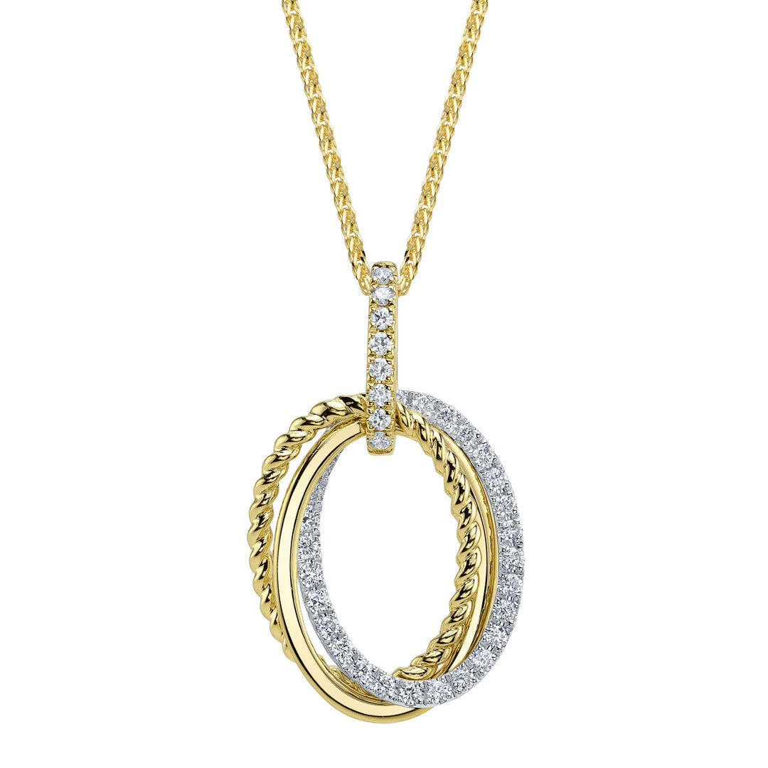 Shy Creation 14K Two-Tone Yellow & White Gold 0.30 TCW Diamond Oval Chopin Chain Necklace SC22008660V2