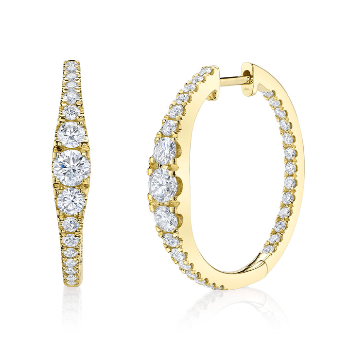 Shy Creation 1.53Ct 14K Yellow Gold Diamond Hoop Earring SC22009968D0.95