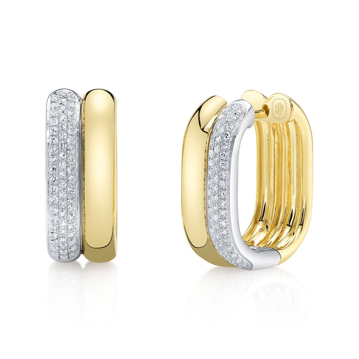 Shy Creation 14K Two-Tone Yellow & White Gold 0.33 TCW Diamond Oval Hoop Earrings SC22010337H0.80