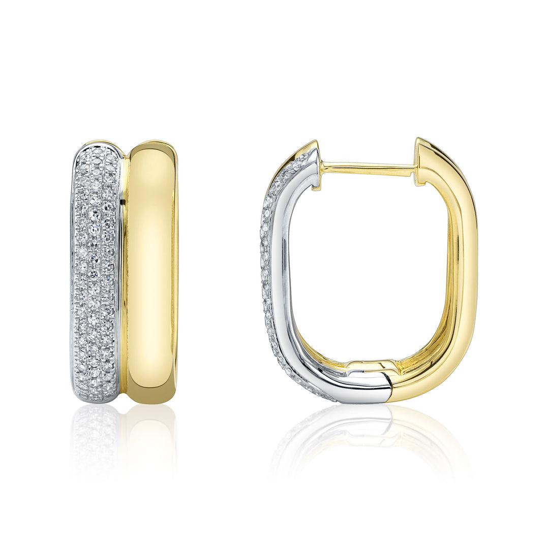 Shy Creation 14K Two-Tone Yellow & White Gold 0.33 TCW Diamond Oval Hoop Earrings SC22010337H0.80
