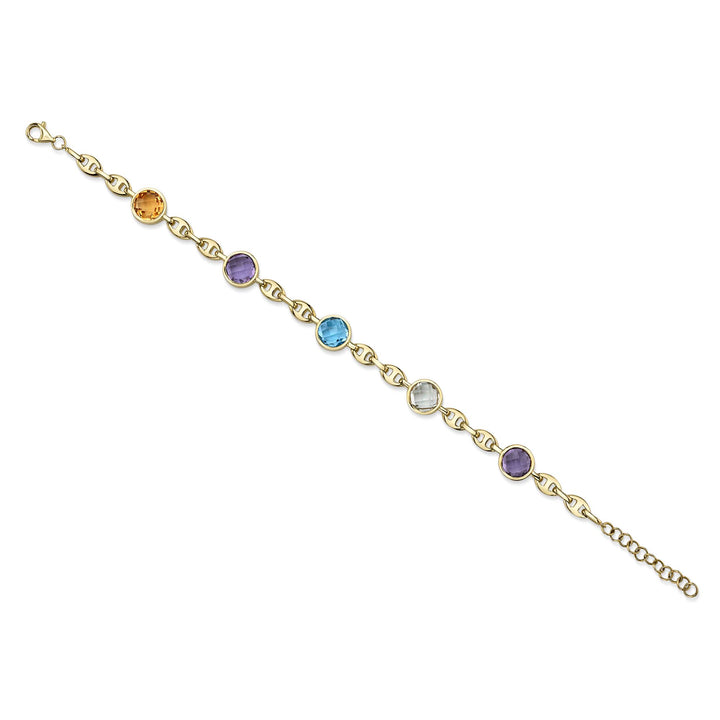 Shy Creation 7.32 TCW 14K Yellow Gold Multi-Colour Gemstone Link Bracelet SC36214942Z7.5