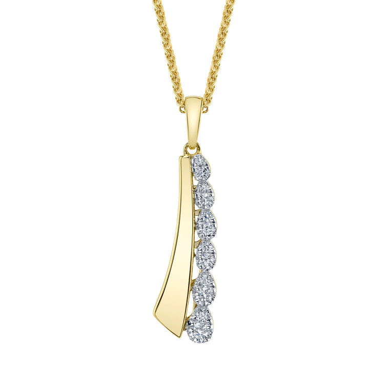 Shy Creation 0.17Ct 14K Yellow Gold Diamond Chopin Chain Necklace SC41002308RD