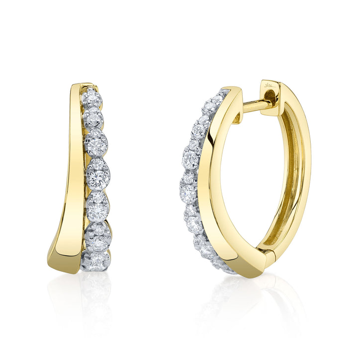 Shy Creation 0.29Ct 14K Yellow Gold Diamond Hoop Earring SC41002311RDD0.65