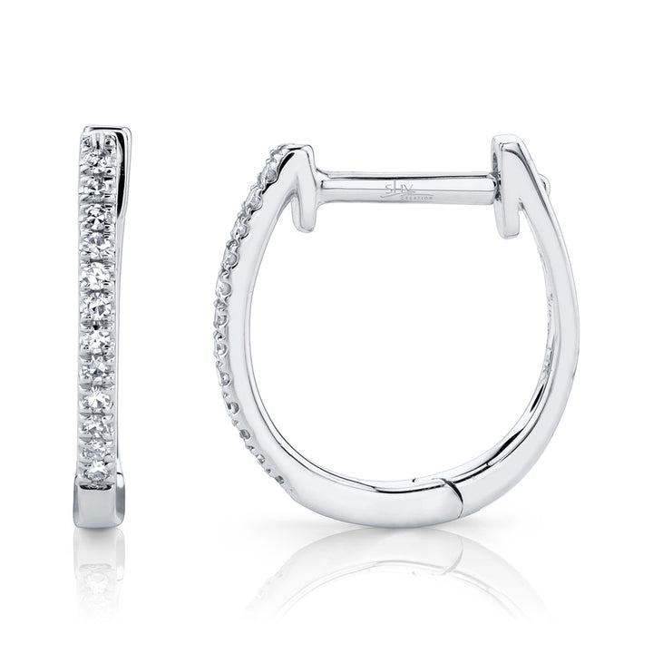 Shy Creation 0.08 Ct 14K White Gold Diamond Huggie Earring SC55001597