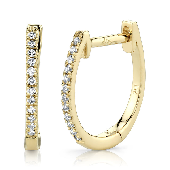 Shy Creation 0.08 Ct 14K Yellow Gold Diamond Huggie Earring SC55001598