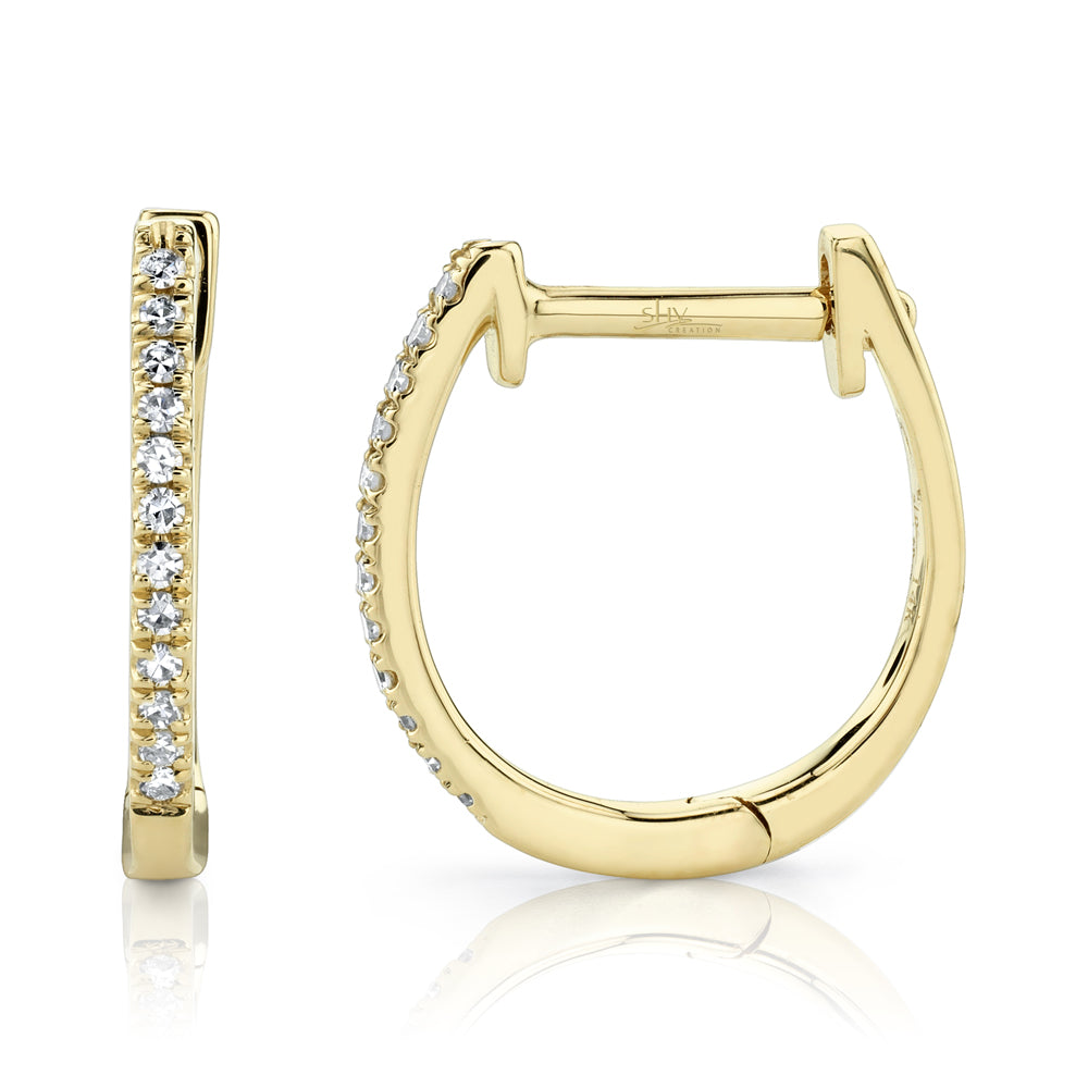 Shy Creation 0.08 Ct 14K Yellow Gold Diamond Huggie Earring SC55001598