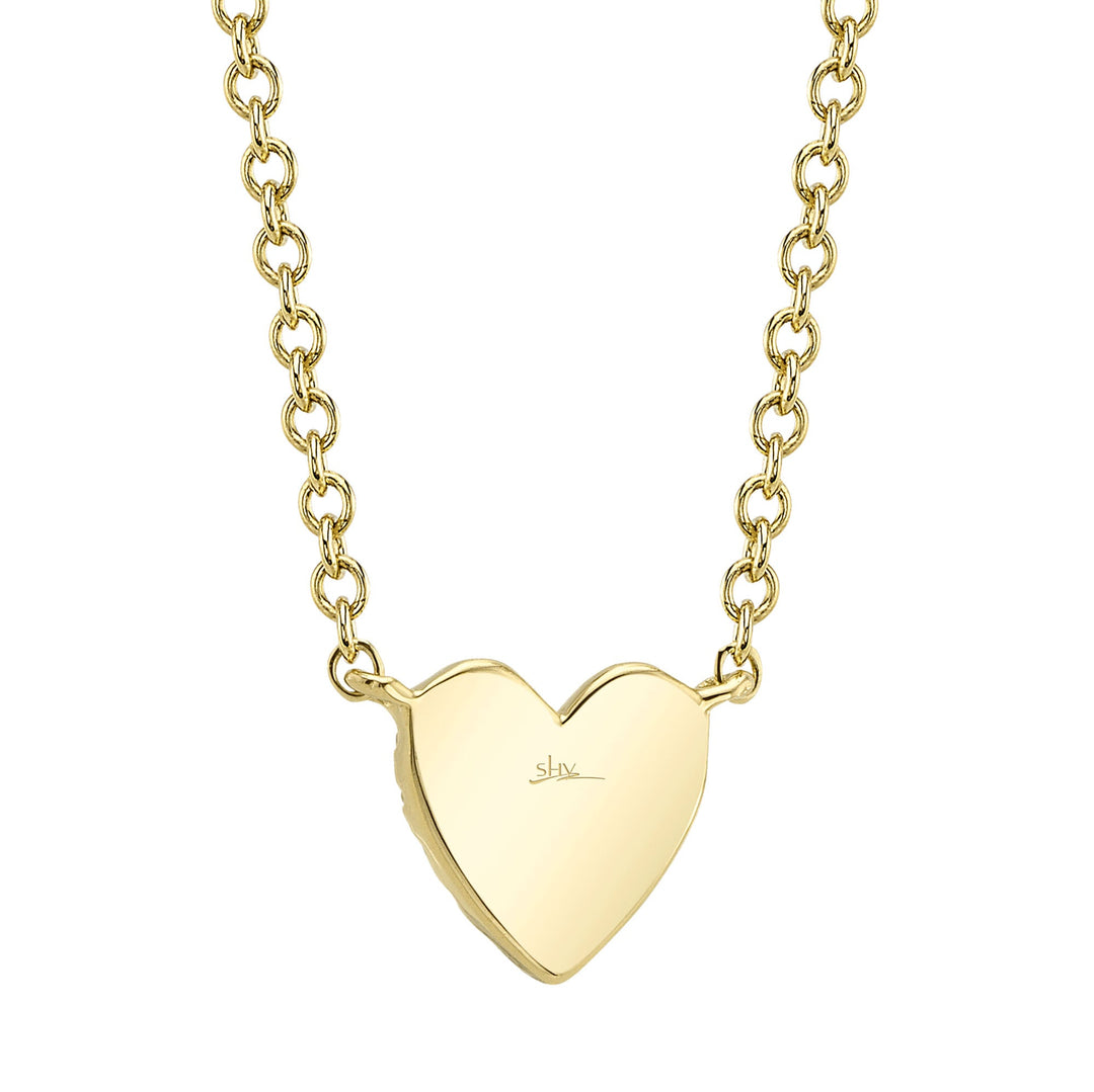 Shy Creation 0.09 ct Diamond Pavé Heart Necklace in 14K Yellow Gold — product view — SC55002133