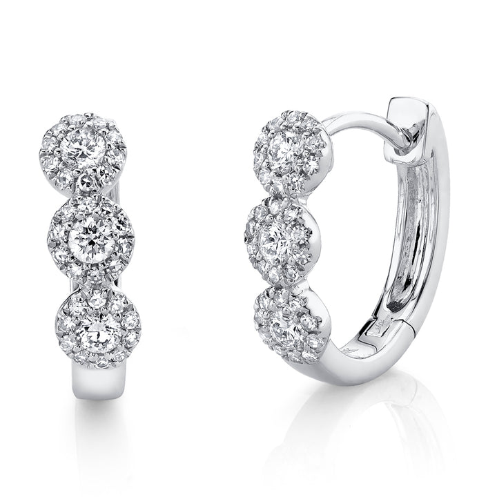 Shy Creation 0.37Ct 14K White Gold Diamond Huggie Earring SC55002490
