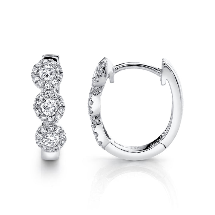Shy Creation 0.37Ct 14K White Gold Diamond Huggie Earring SC55002490