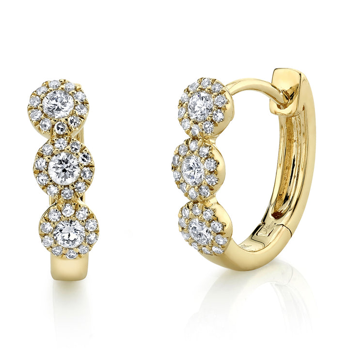 Shy Creation 0.37Ct 14K Yellow Gold Diamond Huggie Earring SC55002491