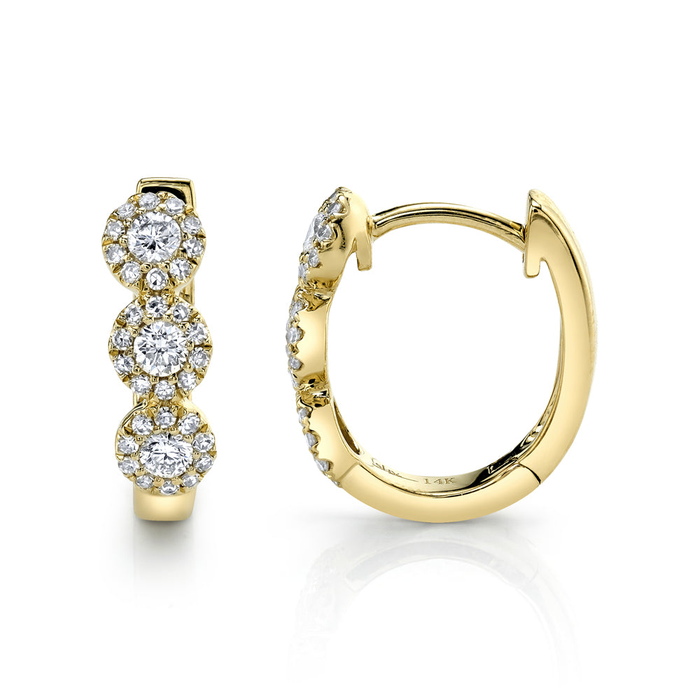 Shy Creation 0.37Ct 14K Yellow Gold Diamond Huggie Earring SC55002491
