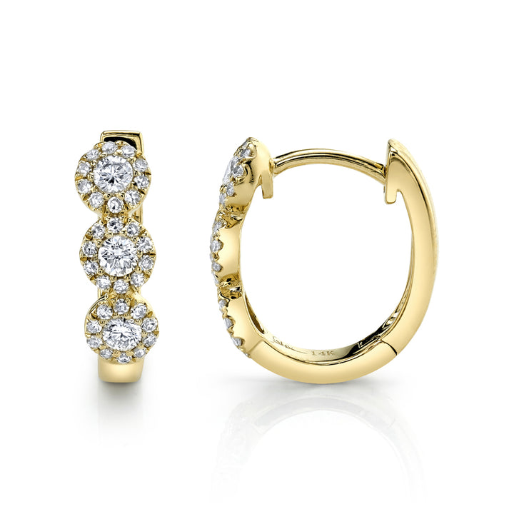Shy Creation 0.37Ct 14K Yellow Gold Diamond Huggie Earring SC55002491