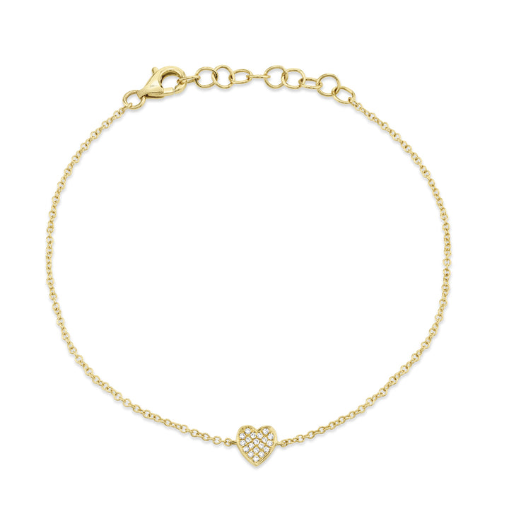 0.04 ct Diamond Pavé Heart Bracelet in 14K Yellow Gold