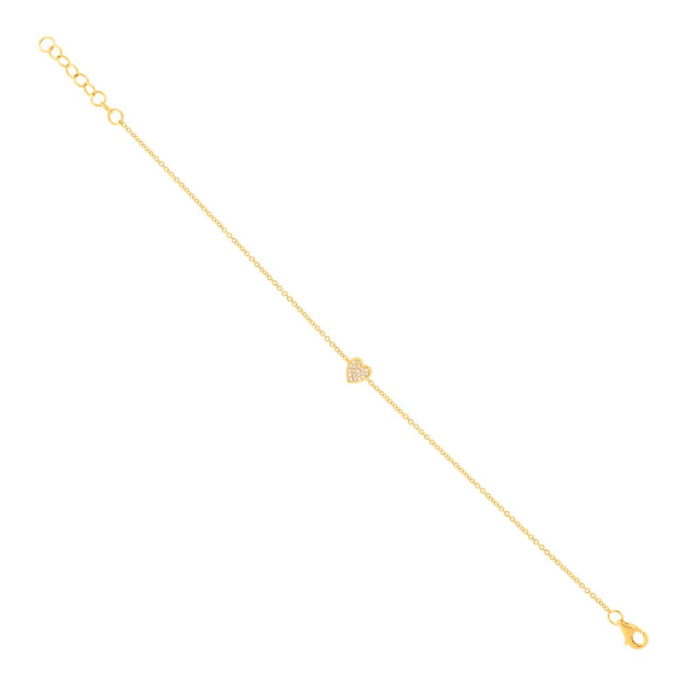 Shy Creation 0.04 TCW 14K Yellow Gold Diamond Pave Heart Bracelet SC55002977