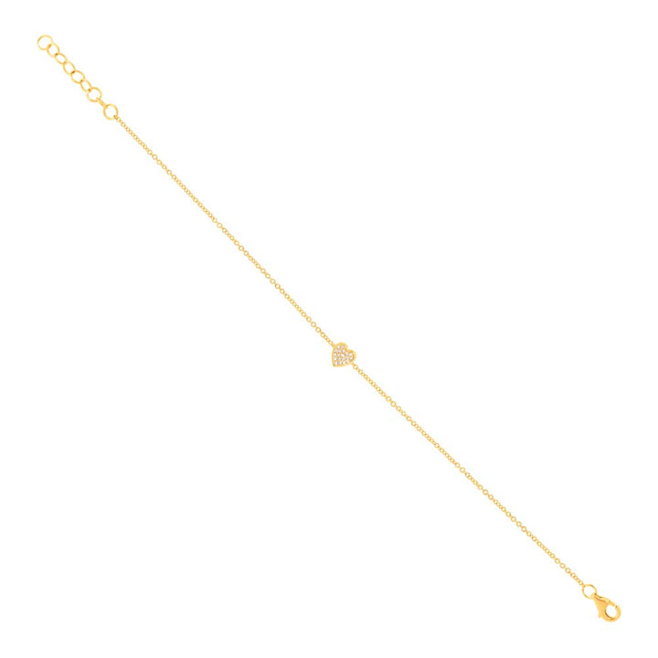 Shy Creation 0.04 TCW 14K Yellow Gold Diamond Pave Heart Bracelet SC55002977