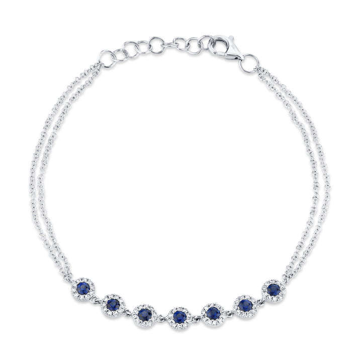Shy Creation 0.21 TCW Diamond & 0.53 TCW Blue Sapphire 14K White Gold Bracelet SC55005033