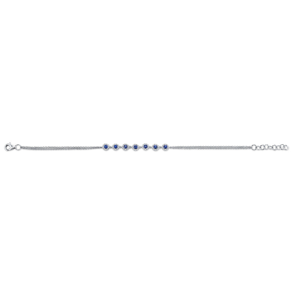 Shy Creation 0.21 TCW Diamond & 0.53 TCW Blue Sapphire 14K White Gold Bracelet SC55005033