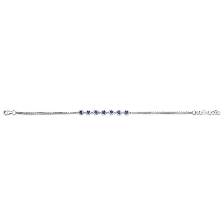 Shy Creation 0.21 TCW Diamond & 0.53 TCW Blue Sapphire 14K White Gold Bracelet SC55005033