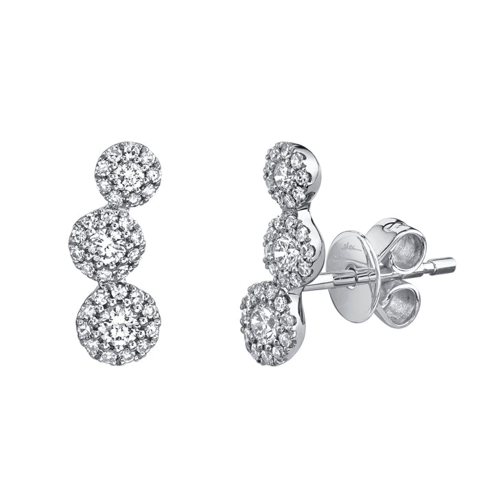 Shy Creation 14K White Gold 0.36 TCW Diamond Climber Stud Earrings SC55005436V2