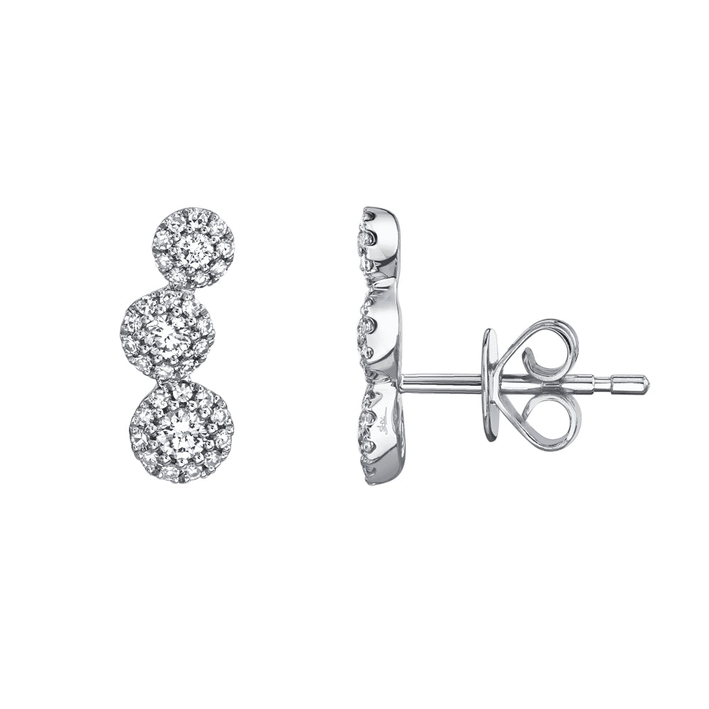 Shy Creation 14K White Gold 0.36 TCW Diamond Climber Stud Earrings SC55005436V2