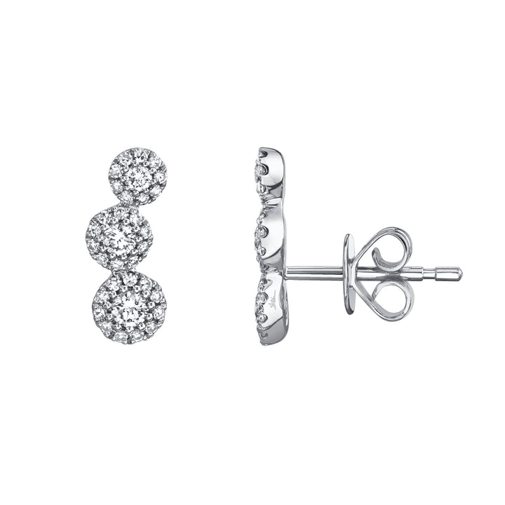 Shy Creation 14K White Gold 0.36 TCW Diamond Climber Stud Earrings SC55005436V2