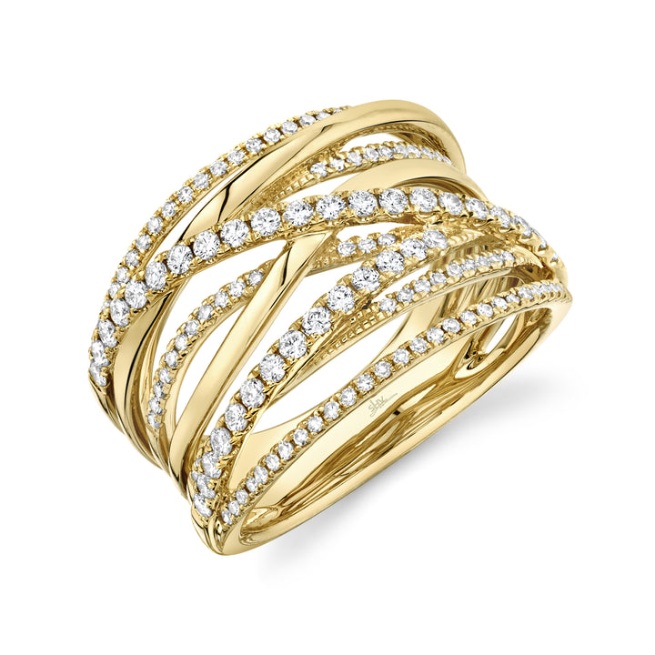 Shy Creation 0.62Ct 14K Yellow Gold Diamond Bridge Ring SC55005591