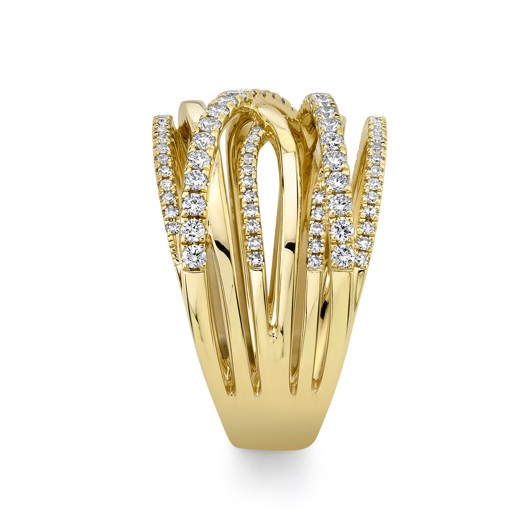 Shy Creation 0.62Ct 14K Yellow Gold Diamond Bridge Ring SC55005591