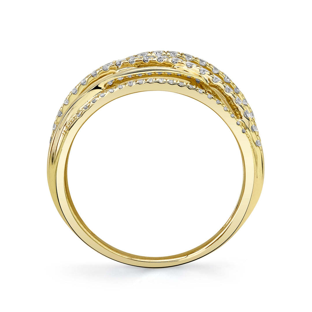 Shy Creation 0.62Ct 14K Yellow Gold Diamond Bridge Ring SC55005591