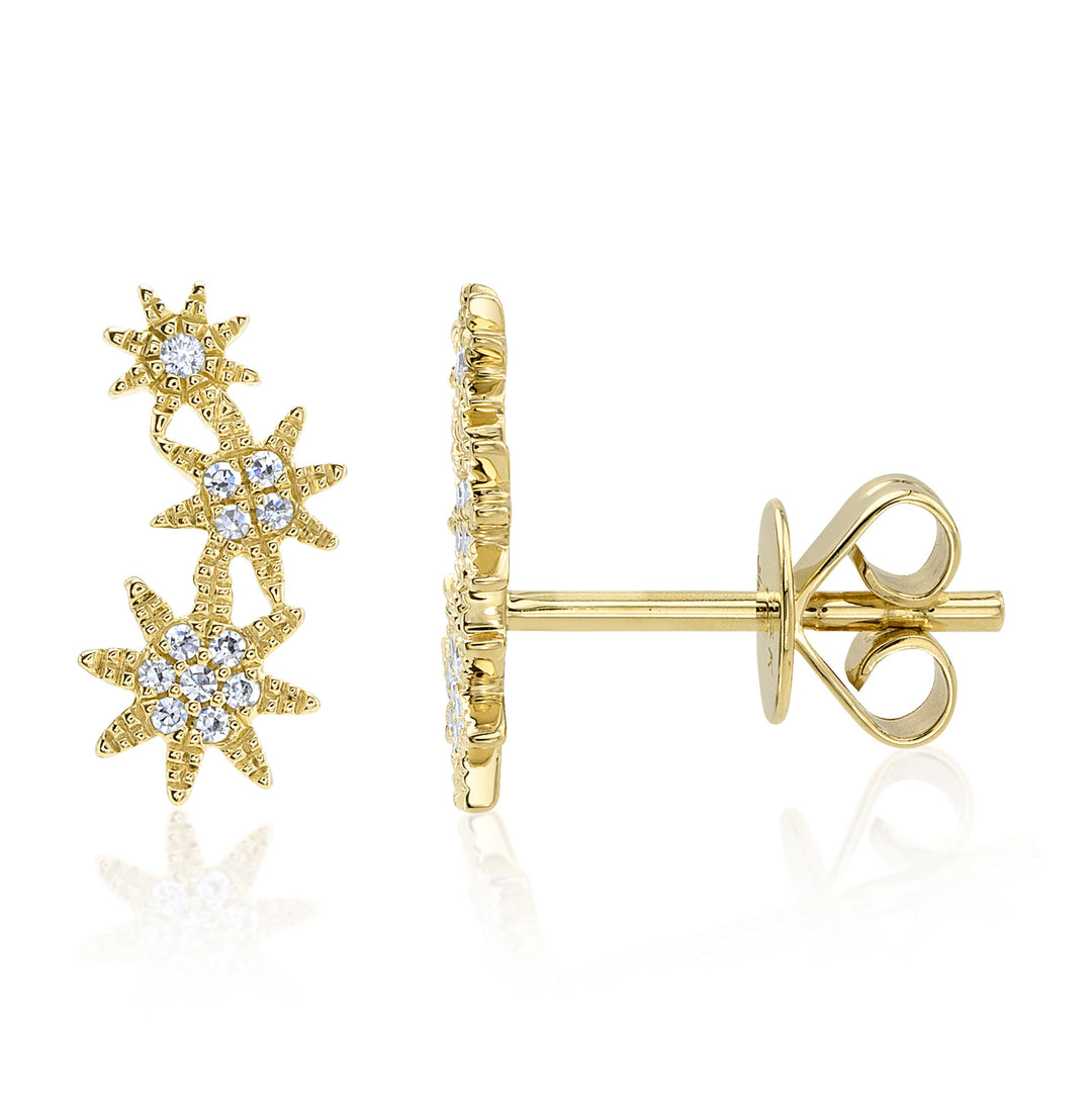Shy Creation Celeste 0.06 Ct Diamond Star Crawler Stud Earring SC55006158