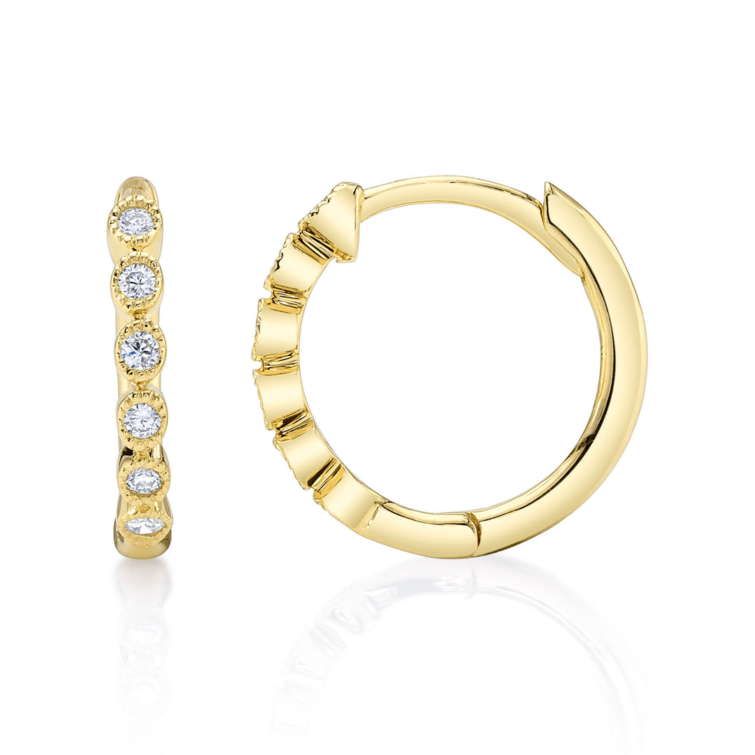 Shy Creation 0.11Ct 14K Yellow Gold Diamond Huggie Earring SC55006356