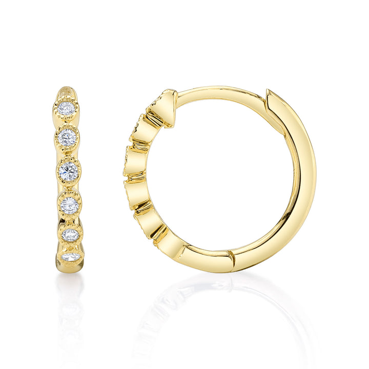 Shy Creation 0.11Ct 14K Yellow Gold Diamond Huggie Earring SC55006356