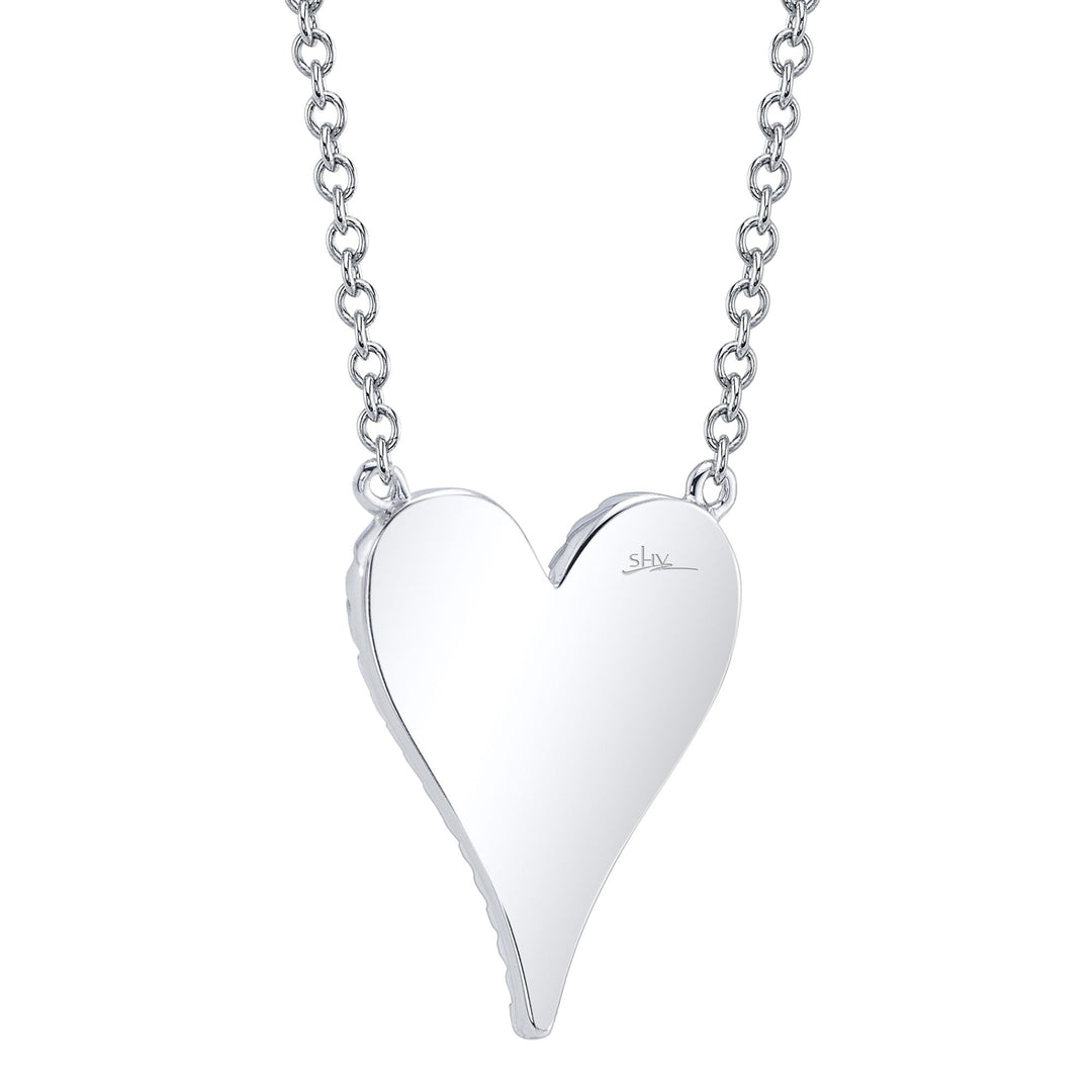 Shy Creation 0.11 ct Diamond Pavé Heart Necklace in 14K White Gold — product view — SC55006925