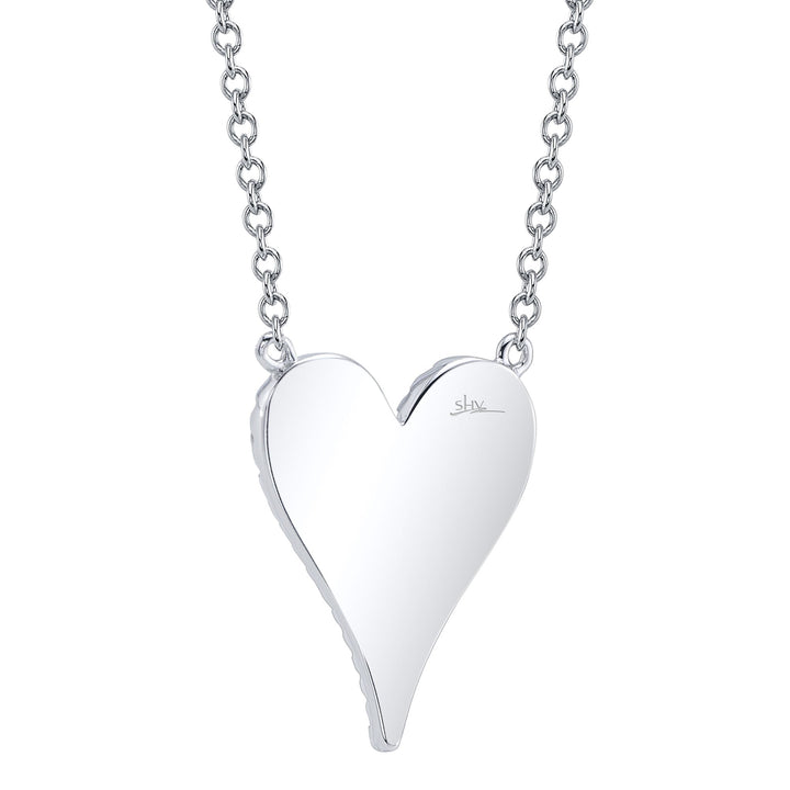 Shy Creation 0.11 ct Diamond Pavé Heart Necklace in 14K White Gold — product view — SC55006925