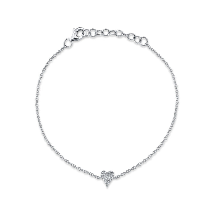 0.05 TCW 14K White Gold Diamond Pave Heart Bracelet SC55007633