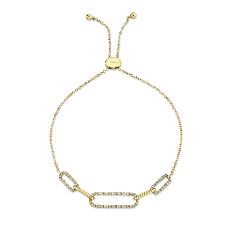 Shy Creation 0.24 TCW 14K Yellow Gold Diamond Paper Clip Link Bolo Bracelet SC55011657