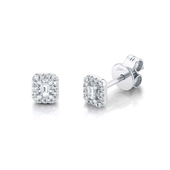 0.12 ct Diamond Baguette Stud Earrings in 14K White Gold