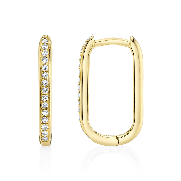 Shy Creation 0.08Ct 14K Yellow Gold Diamond Oval Hoop Earring SC55014489H0.60