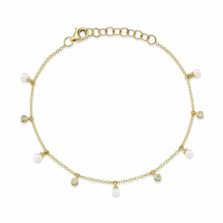 Shy Creation 14K Yellow Gold 0.04 TCW Diamond & Cultured Pearl Bracelet SC55021029BCZ10