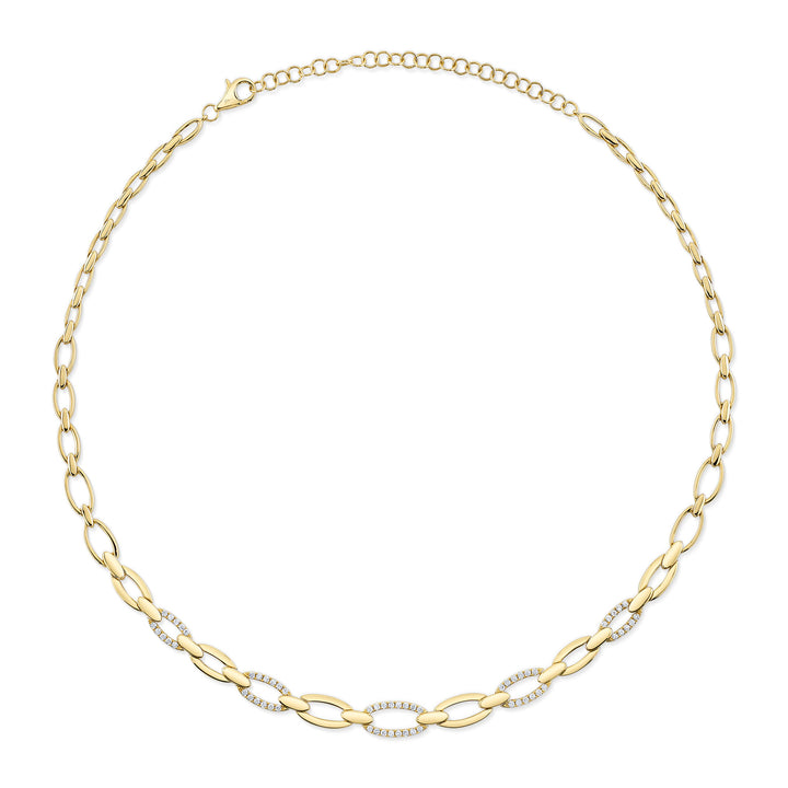 Shy Creation 0.74Ct 14K Yellow Gold Diamond Link Necklace SC55021038V2