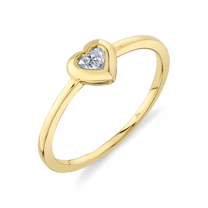 Shy Creation 0.09Ct 14K Yellow Gold Diamond Heart Bezel Ring SC55021445