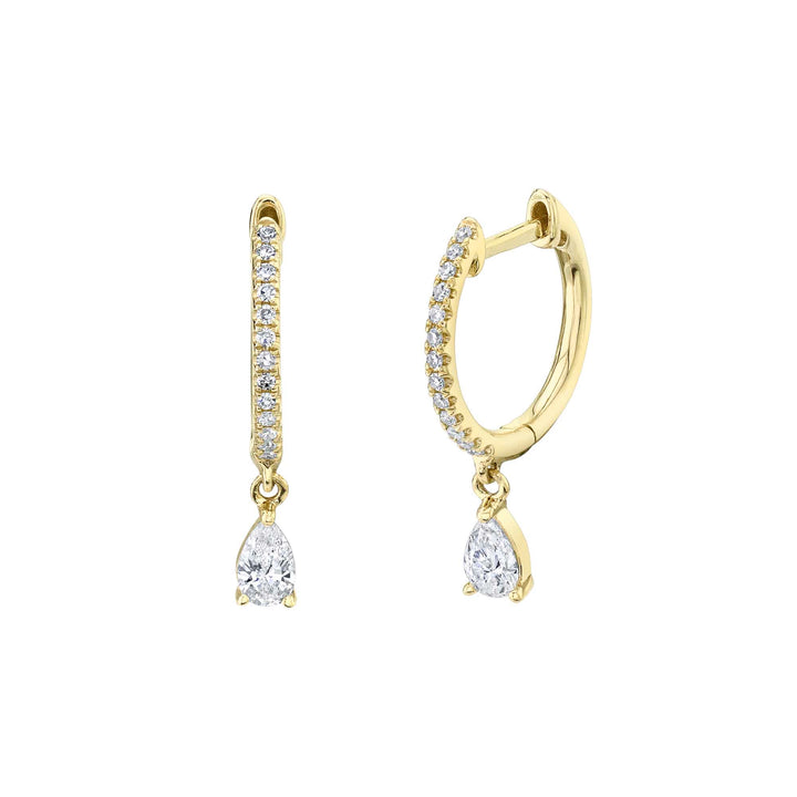 Shy Creation 0.33Ct 14K Yellow Gold Diamond Pear Huggie Earring SC55021621